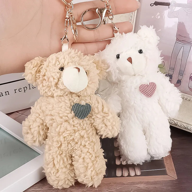 Cyflymder Kawaii Plush Bear Keychain Cute Love Bear Doll Bag Pendants Rabbit Dog Keychains Toys Soft Cotton Key Chain Girls and Kids Gift
