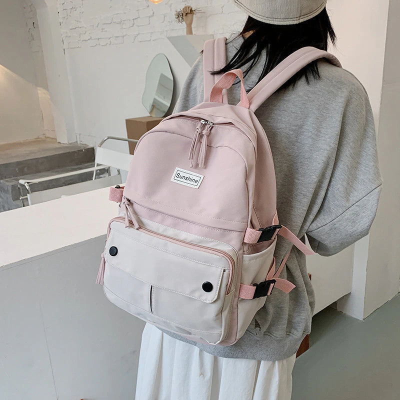 Cyflymder Japanese Work Clothes Women's Backpack for Girls Panelled Middle High School Bags for Teens Waterproof Women Backpack Luxury New