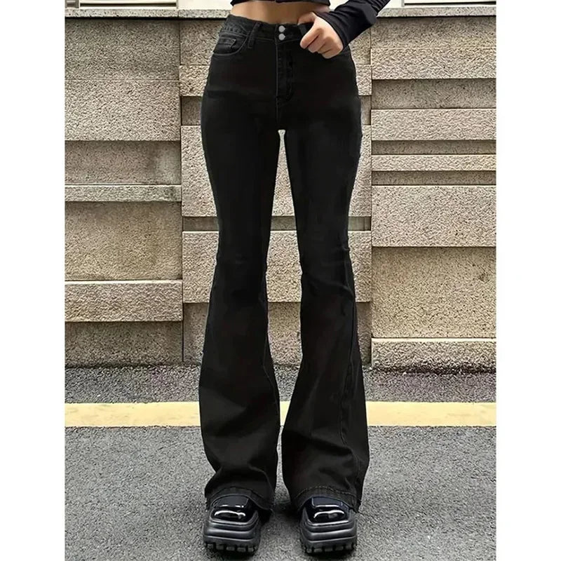 Cyflymder  New Women Stretchy Flared Jeans Lady High Waist Denim Jeans Pants Luxury Designer Classic Bell Bottoms Long Trousers