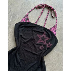 Cyflymder  Vintage Y2k Fake 2Piece Sling Goth Punk Streetwear Crop Top 2000s Slim Backless Summer Woman Clothes Grunge Fashion Emo Tee Chic
