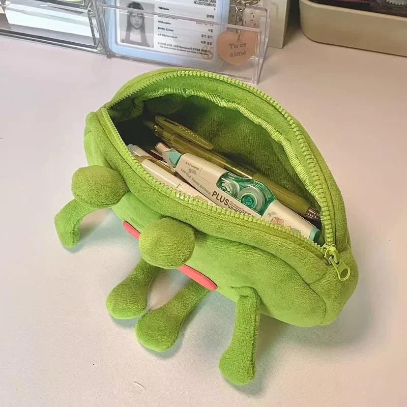 Cyflymder  1 Piece Funny Frog Pencil Case for Kids Creative Design Cute Cartoon Frog Stationery Storage Bag Large Capacity Kawaii Pen Case