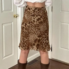 Cyflymder  American Hot Girl Leopard Print Mesh Skirt Ins Temperament Personality Niche Slim Fit and Slim