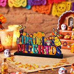 Lanfubeisi Dia De Los Muertos Decorations La Catrina Wooden Table Sign Day of Dead Decorations