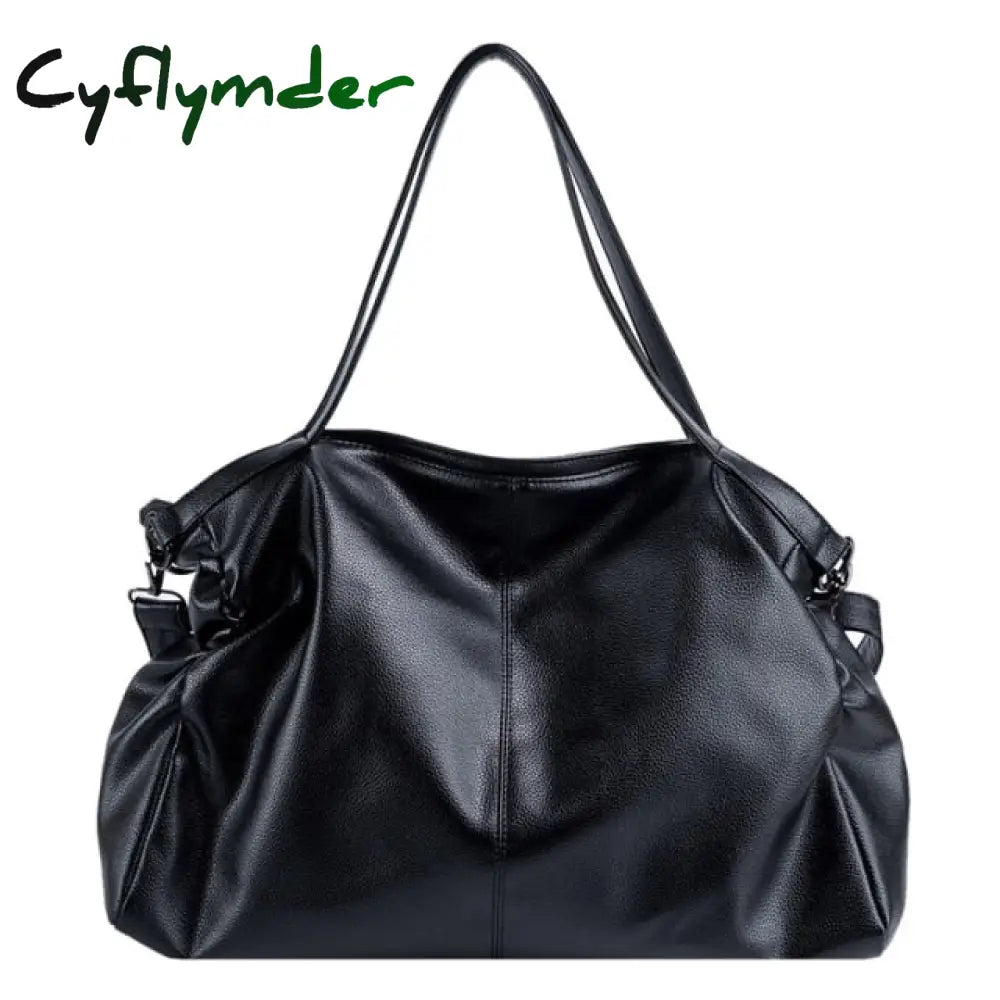 Big Black Shoulder Bags For Women Large Hobo Shopper Bag Solid Color Quality Soft Leather Crossbody