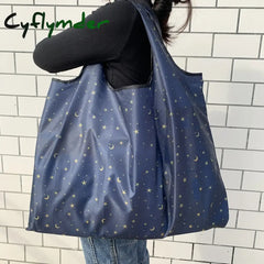 Big Eco-Friendly Folding Shopping Bag Reusable Portable Shoulder Handbag For Travel Grocery Fashion