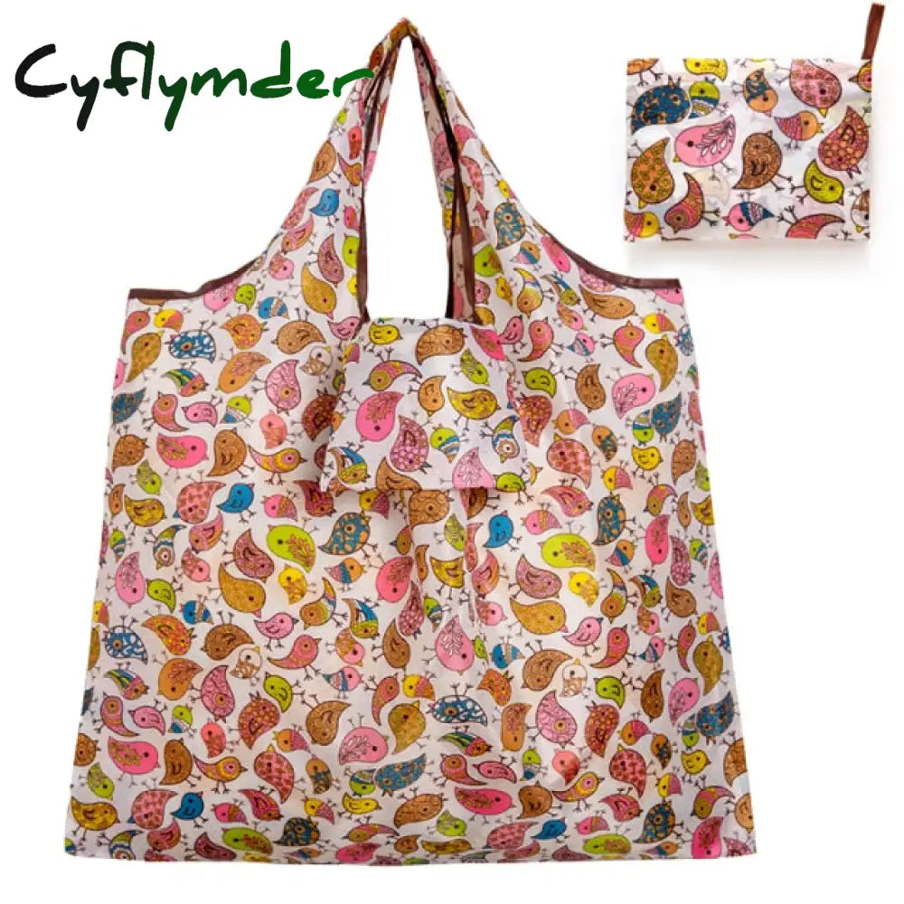 Big Eco-Friendly Folding Shopping Bag Reusable Portable Shoulder Handbag For Travel Grocery Fashion