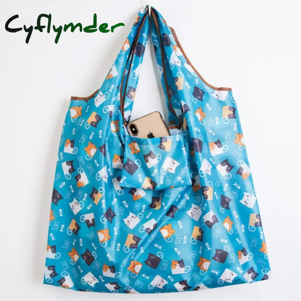 Big Eco-Friendly Folding Shopping Bag Reusable Portable Shoulder Handbag For Travel Grocery Fashion