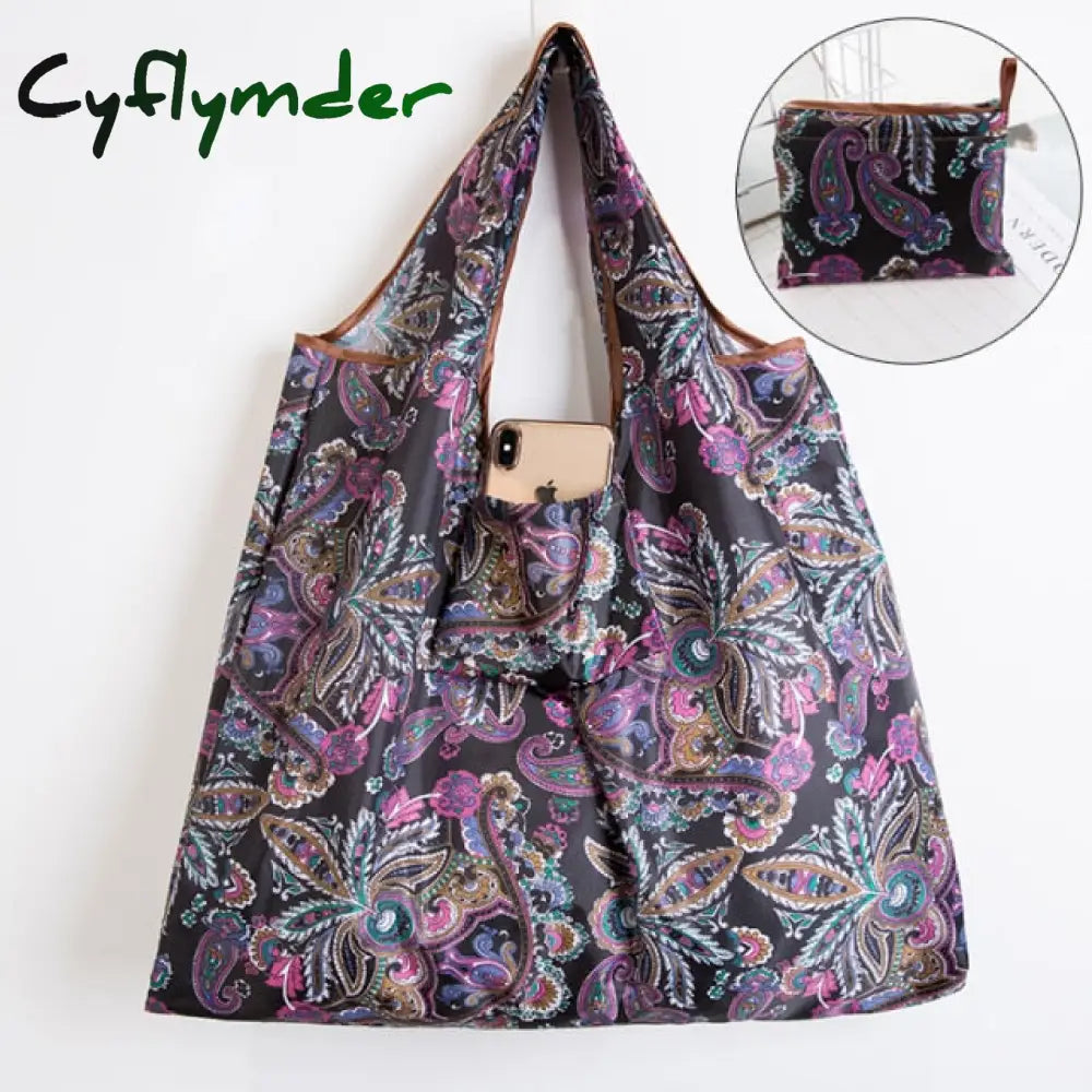 Big Eco-Friendly Folding Shopping Bag Reusable Portable Shoulder Handbag For Travel Grocery Fashion