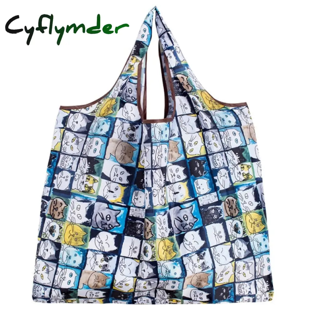 Big Eco-Friendly Folding Shopping Bag Reusable Portable Shoulder Handbag For Travel Grocery Fashion