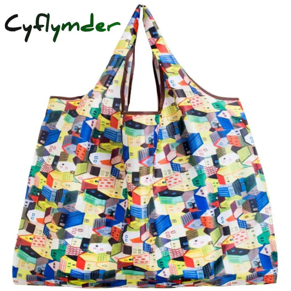 Big Eco-Friendly Folding Shopping Bag Reusable Portable Shoulder Handbag For Travel Grocery Fashion