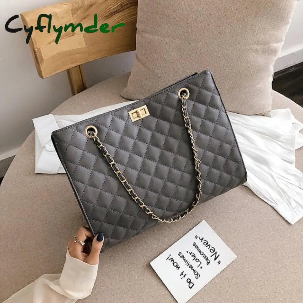 Big Tote Bags For Women Chain Crossbody Bag Diamond Lattice Shoulder Female Large Leather Plaid