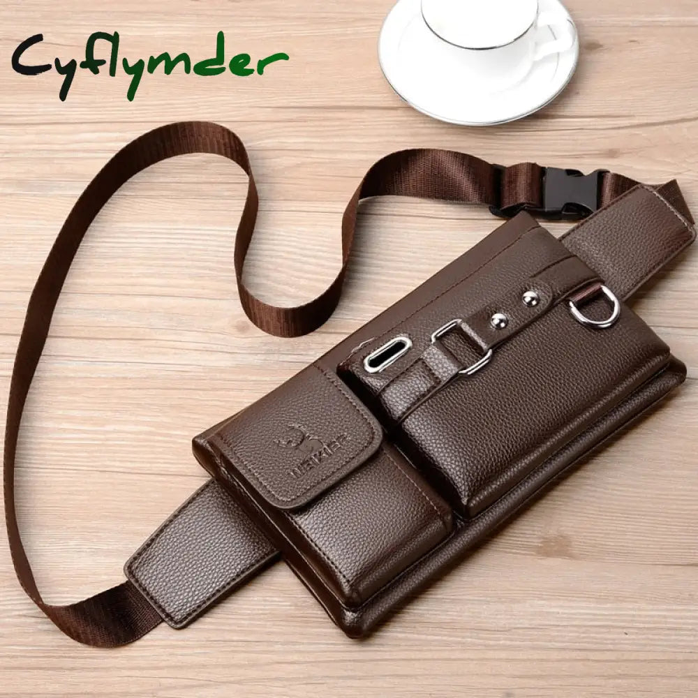 Brand Men’s Waist Bag Leather Male Fanny Pack New Shoulder Chest Bags For Phone Travel Man Belt