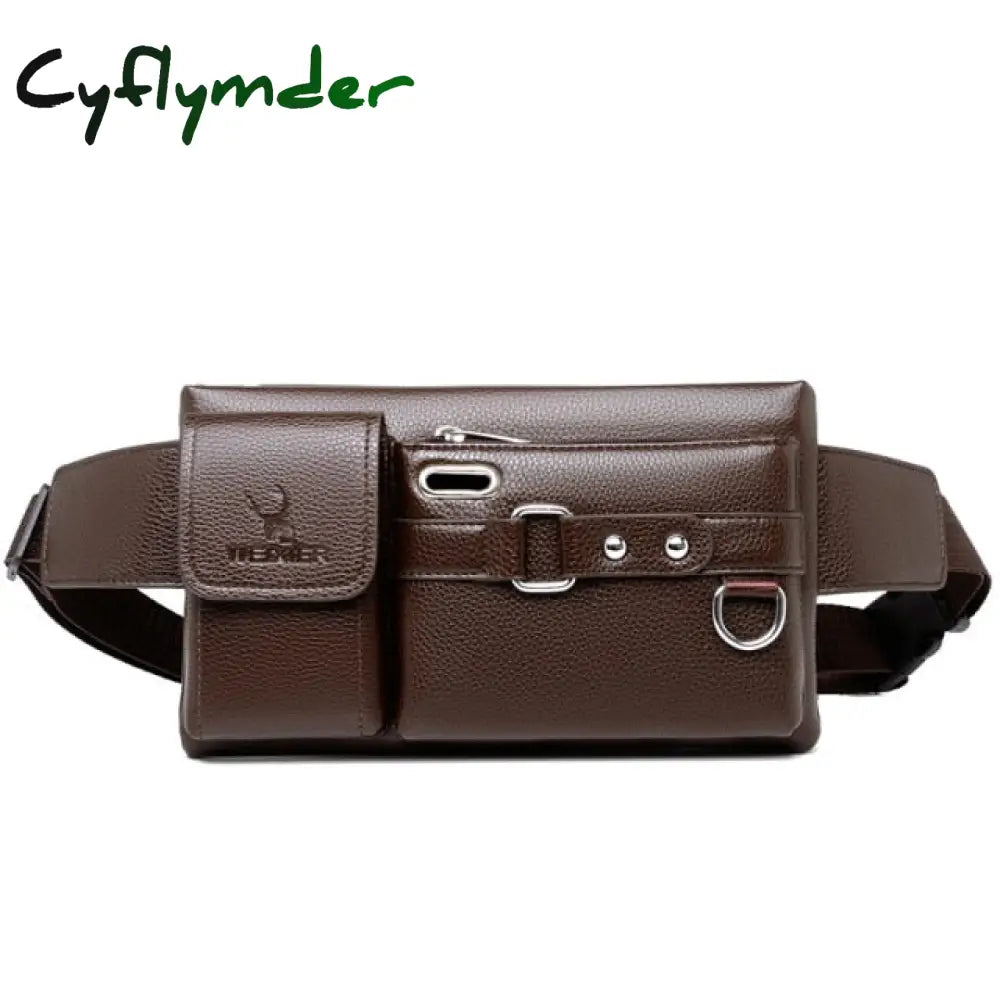 Brand Men’s Waist Bag Leather Male Fanny Pack New Shoulder Chest Bags For Phone Travel Man Belt