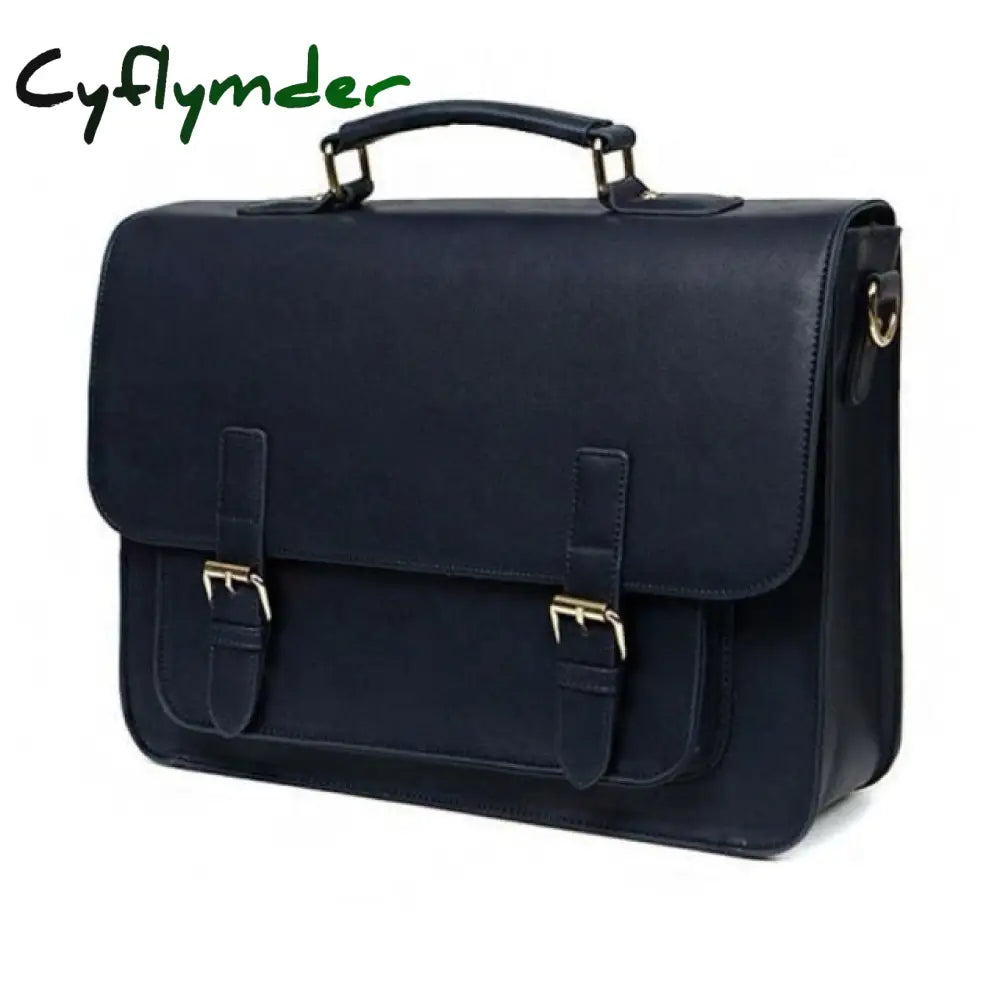 British Fashion Women Leather Handbag Briefcase Men Laptop Bag Girls Schoolbag Textbook Bags Boys