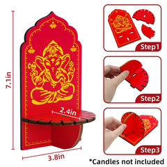 Lanfubeisi 6 Pcs Diwali Decorations for Home Wooden Candle Holder Table Wall Decor, Indian Pooja Room Diya Stands