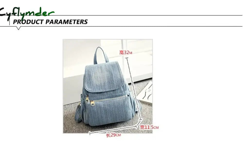 Casual Denim Women Backpack Large Capacity High Quality Canvas Jeans Student Schoolbag Travel