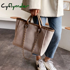 Casual Large Capacity Tote Designer Chains Women Handbags Luxury Canvas Lady Shoulder Mesenger Bags