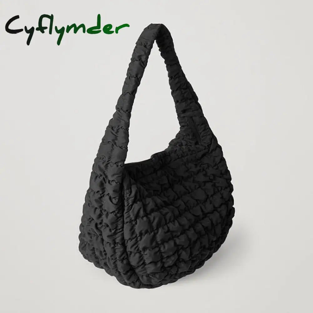 Casual Large Capacity Tote Shoulder Bags Designer Ruched Handbag Luxury Nylon Quilted Padded