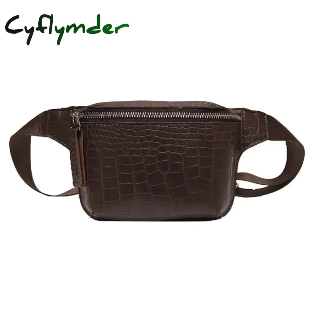 Casual Waist Bag For Women Alligator Leather Fanny Pack Phone Pouch Chest Packs Ladies Wide Strap