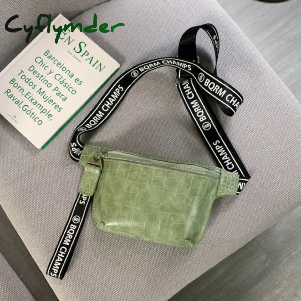 Casual Waist Bag For Women Alligator Leather Fanny Pack Phone Pouch Chest Packs Ladies Wide Strap