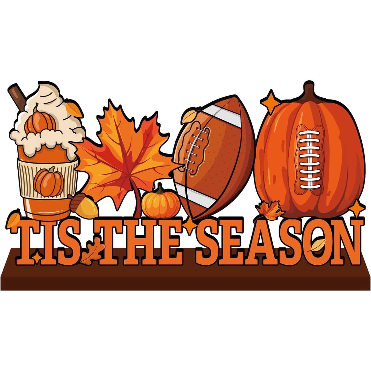 Lanfubeisi Fall Football Theme Wooden Table Centerpiece Tis the Season Sign 11.8x6 Inches, Autumn Harvest Thanksgiving Wooden Sign Fall Decorations for Home