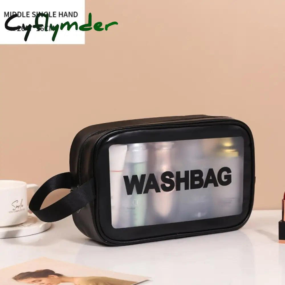 Cflymder Waterproof Washbag Transparent Cosmetic Case Large Capacity Portable Travel Makeup