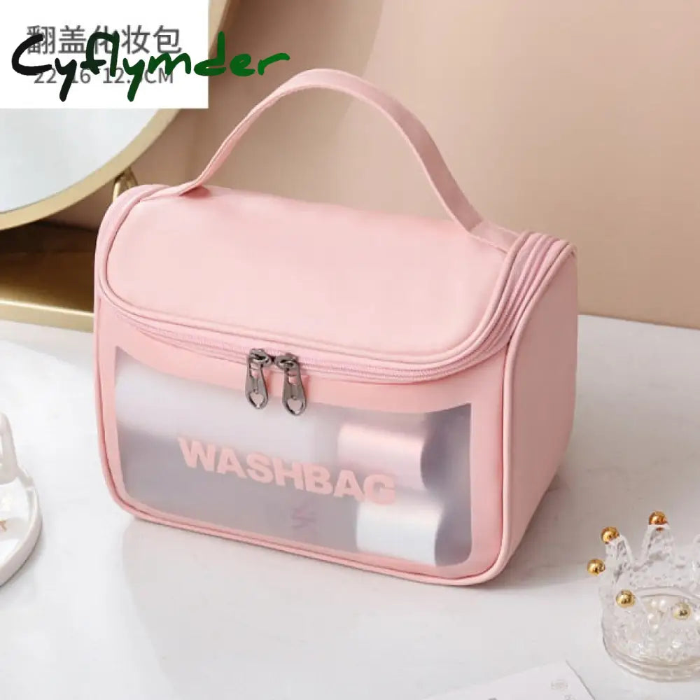 Cflymder Waterproof Washbag Transparent Cosmetic Case Large Capacity Portable Travel Makeup