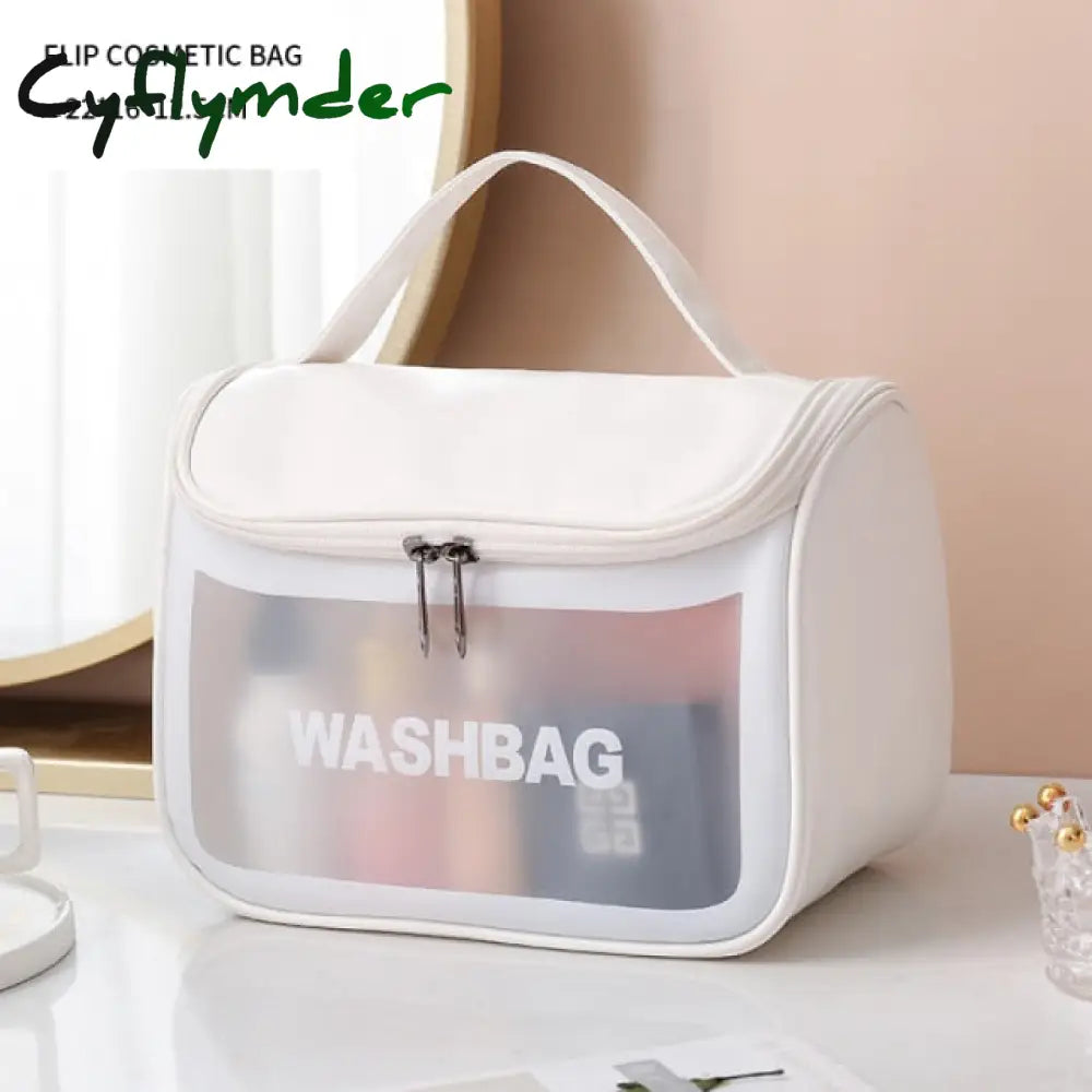 Cflymder Waterproof Washbag Transparent Cosmetic Case Large Capacity Portable Travel Makeup