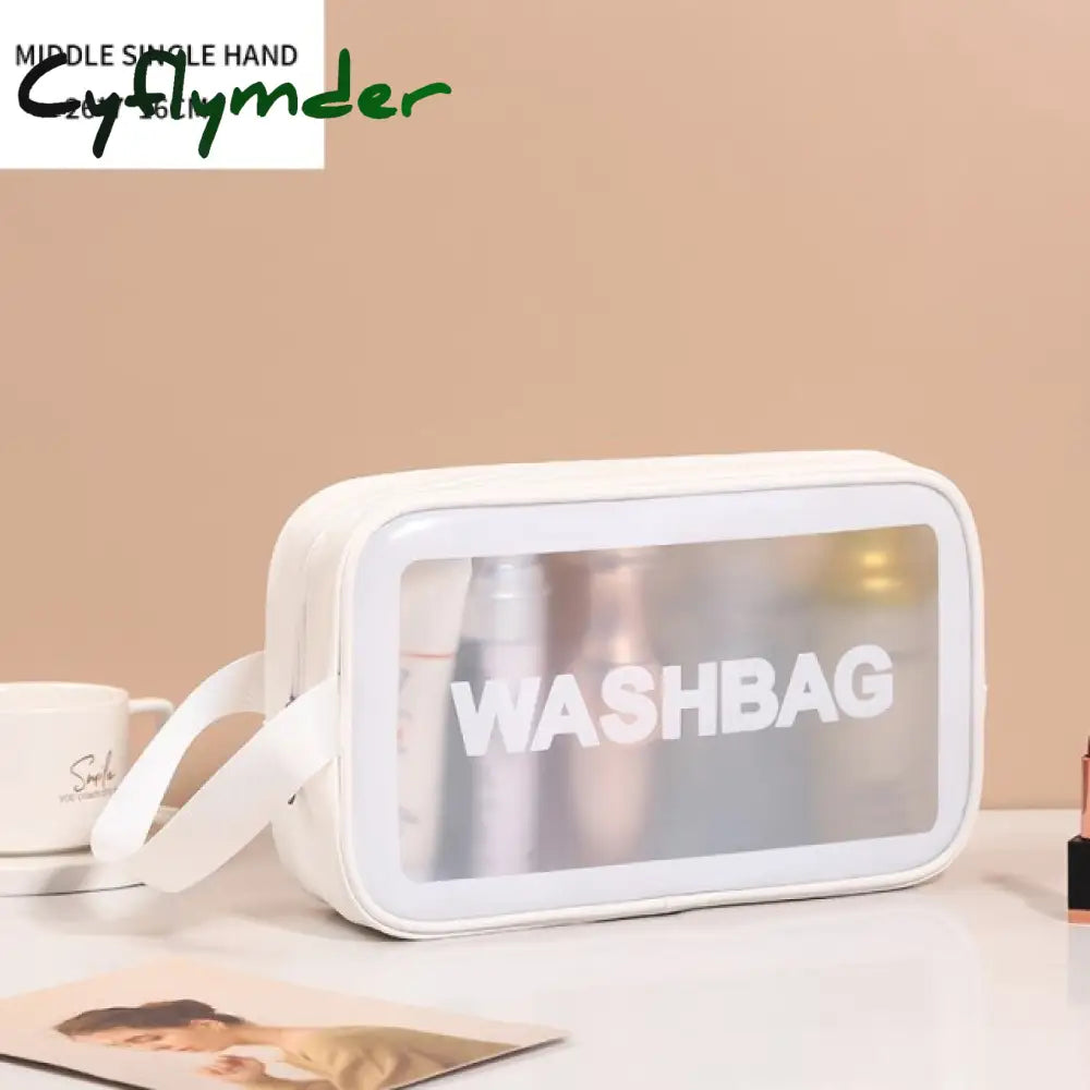 Cflymder Waterproof Washbag Transparent Cosmetic Case Large Capacity Portable Travel Makeup