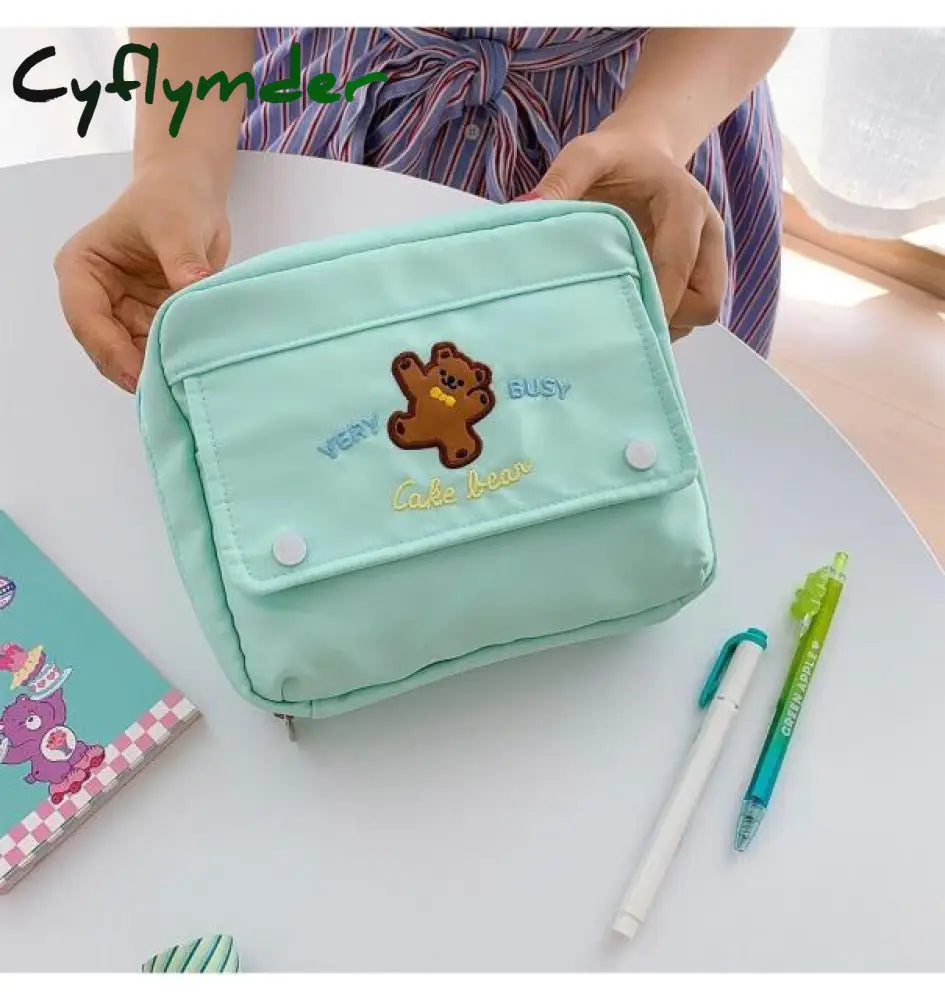 Cute Bear Cosmetic Cases Fashion Student Pencil Bag Case Holder Large Capacity Handbook Storage