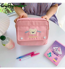 Cute Bear Cosmetic Cases Fashion Student Pencil Bag Case Holder Large Capacity Handbook Storage