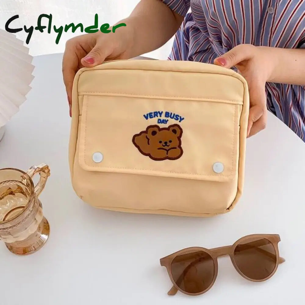 Cute Bear Cosmetic Cases Fashion Student Pencil Bag Case Holder Large Capacity Handbook Storage