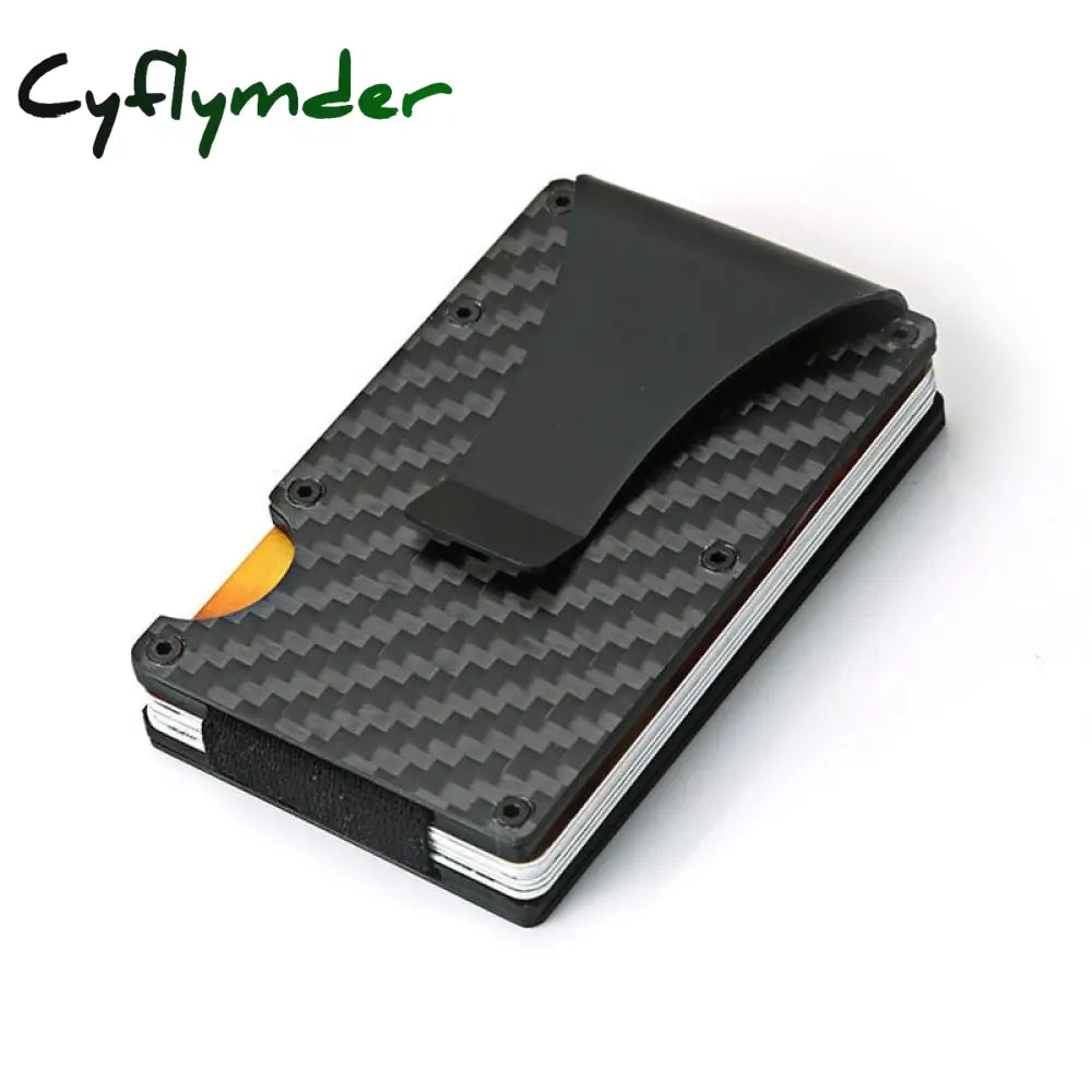 Cyflymber Carbon Fiber Card Holder Mini Slim Wallet Men Aluminum Metal Rfid Magic Small Thin Male