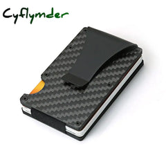 Cyflymber Carbon Fiber Card Holder Mini Slim Wallet Men Aluminum Metal Rfid Magic Small Thin Male