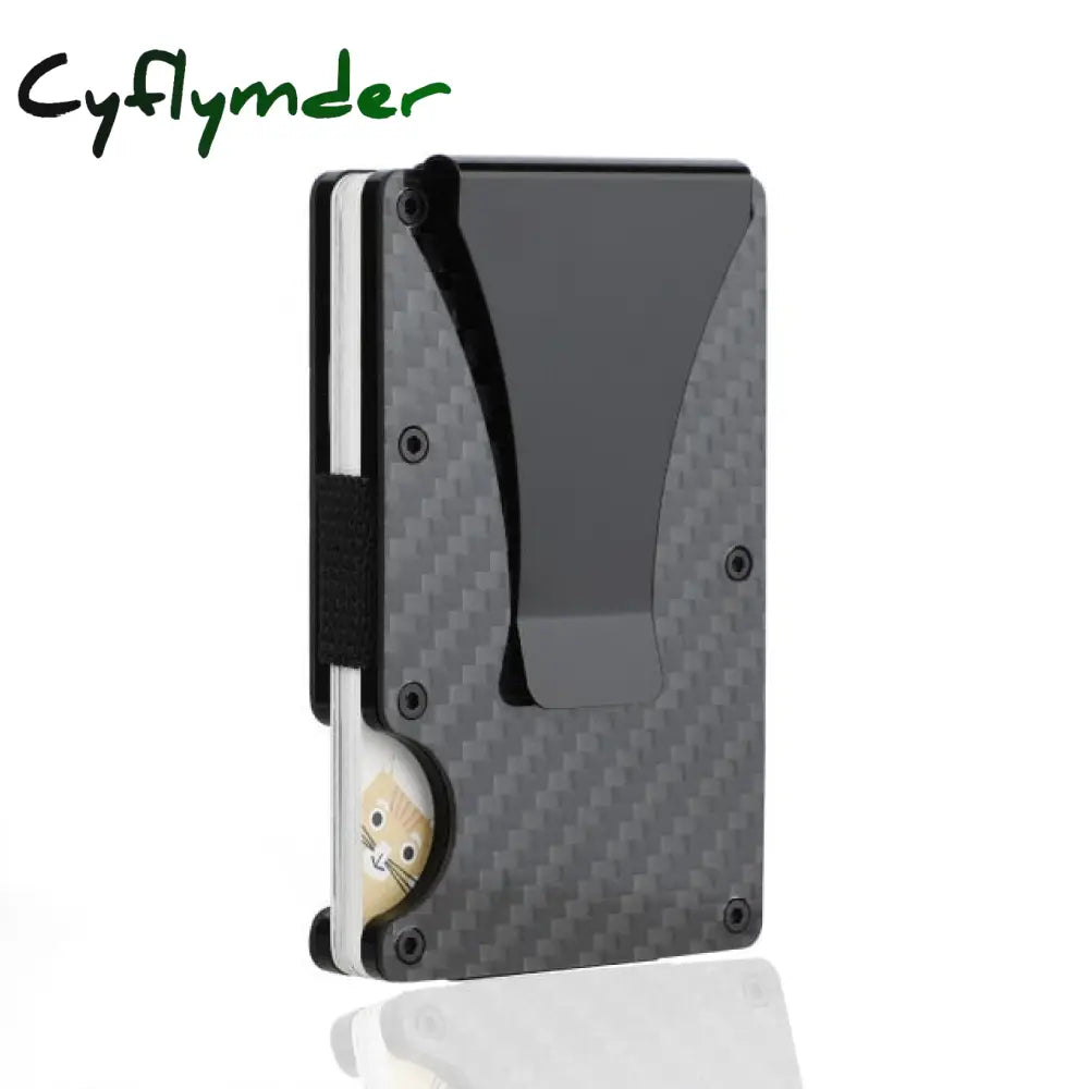 Cyflymber Carbon Fiber Card Holder Mini Slim Wallet Men Aluminum Metal Rfid Magic Small Thin Male