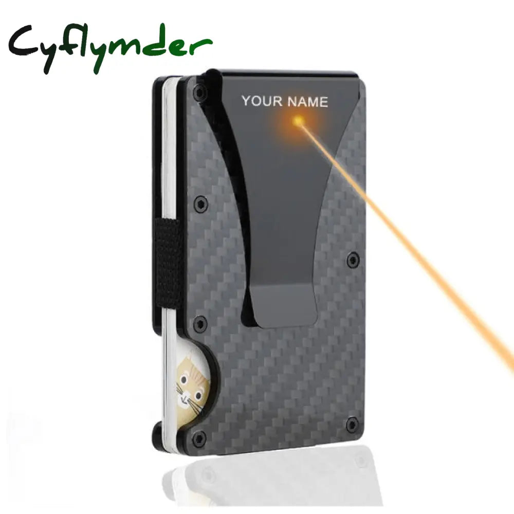 Cyflymber Carbon Fiber Card Holder Mini Slim Wallet Men Aluminum Metal Rfid Magic Small Thin Male