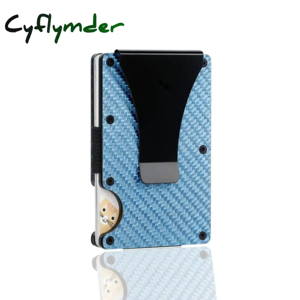 Cyflymber Carbon Fiber Card Holder Mini Slim Wallet Men Aluminum Metal Rfid Magic Small Thin Male