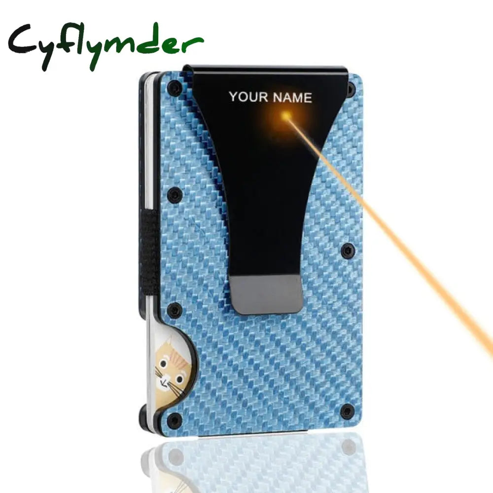 Cyflymber Carbon Fiber Card Holder Mini Slim Wallet Men Aluminum Metal Rfid Magic Small Thin Male