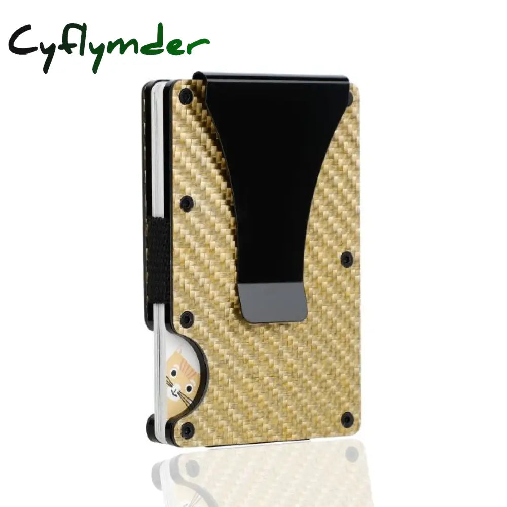 Cyflymber Carbon Fiber Card Holder Mini Slim Wallet Men Aluminum Metal Rfid Magic Small Thin Male