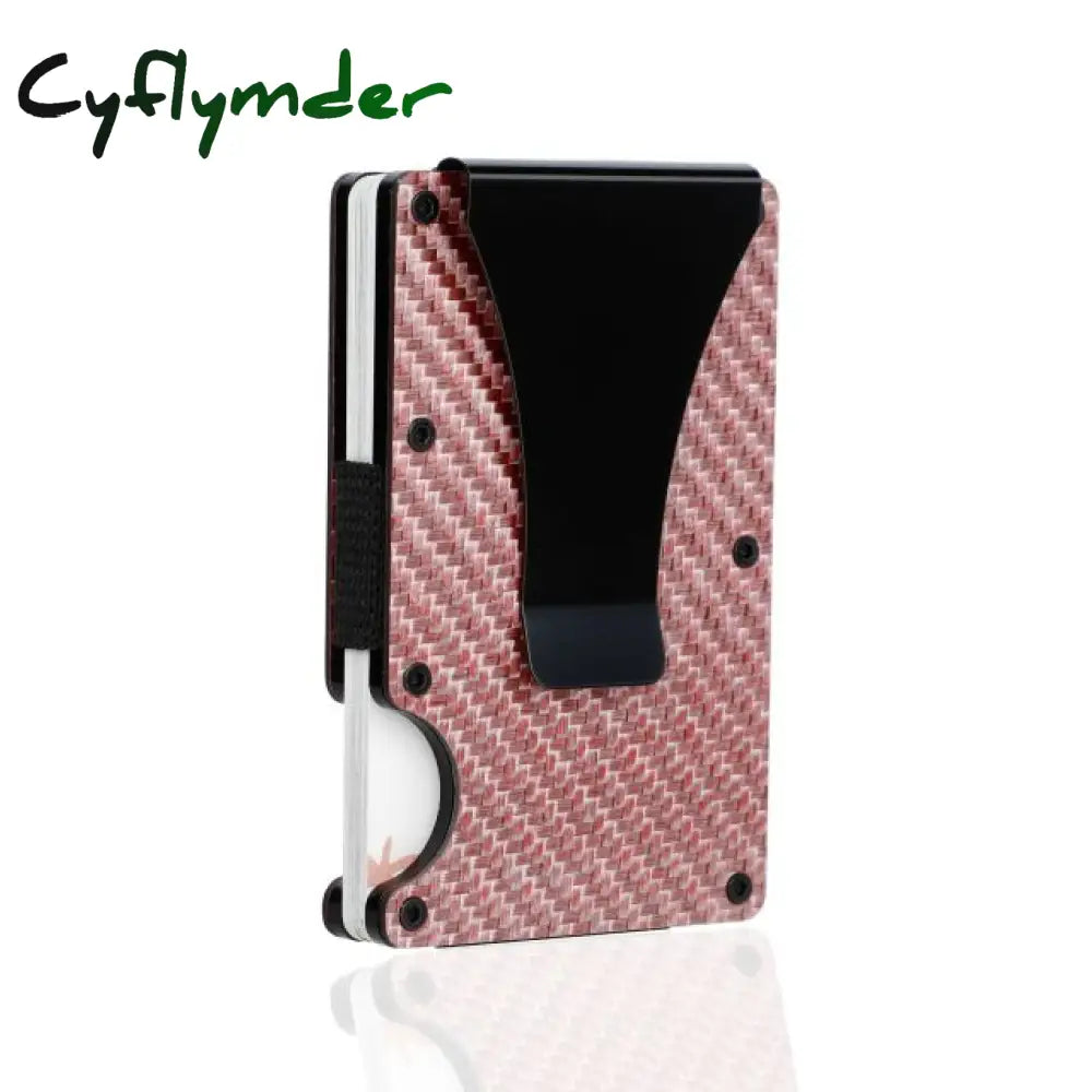 Cyflymber Carbon Fiber Card Holder Mini Slim Wallet Men Aluminum Metal Rfid Magic Small Thin Male