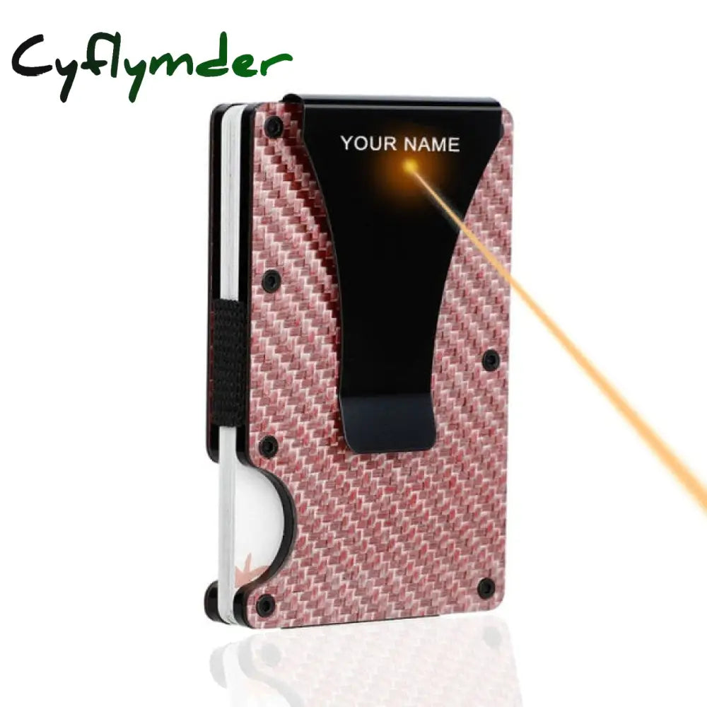 Cyflymber Carbon Fiber Card Holder Mini Slim Wallet Men Aluminum Metal Rfid Magic Small Thin Male