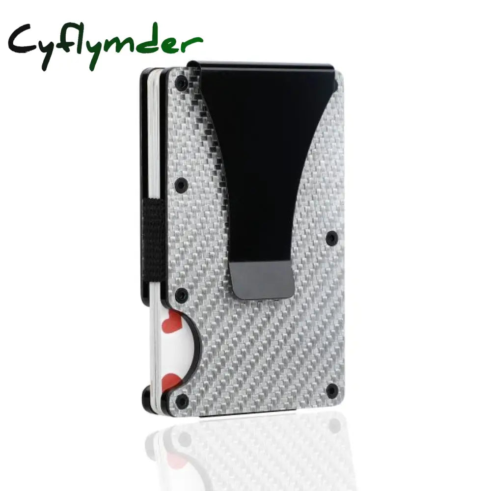 Cyflymber Carbon Fiber Card Holder Mini Slim Wallet Men Aluminum Metal Rfid Magic Small Thin Male