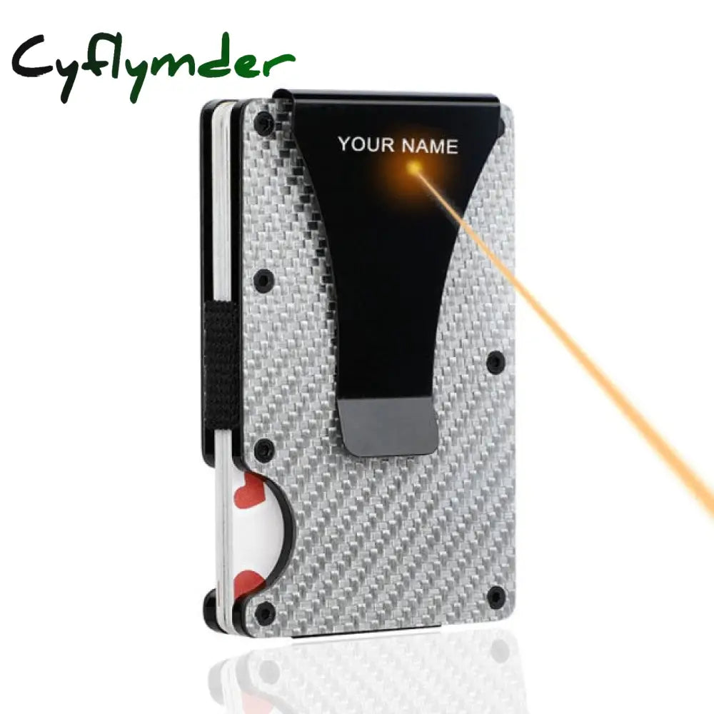 Cyflymber Carbon Fiber Card Holder Mini Slim Wallet Men Aluminum Metal Rfid Magic Small Thin Male