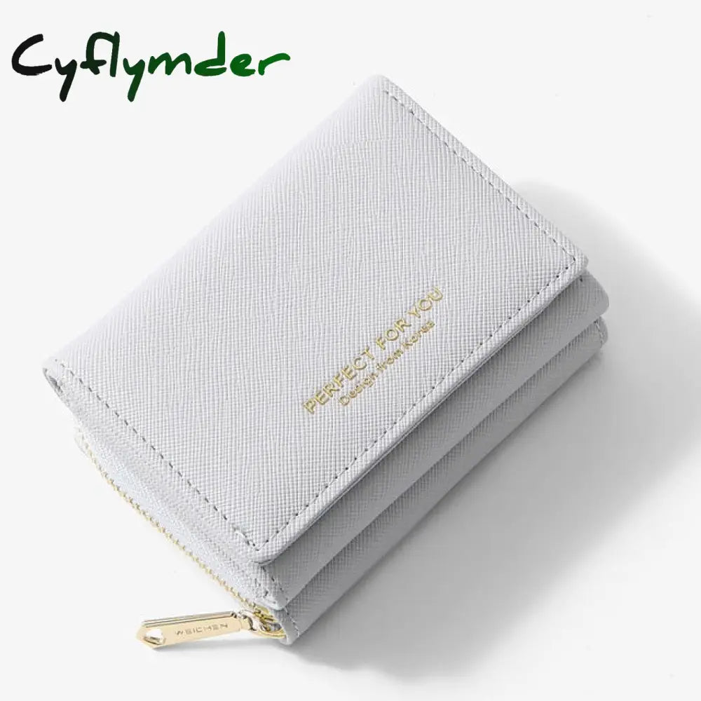 Cyflymber Trifold Women Wallet Slim Matte Leather Card Holder Coin Pocket Designer Female Small