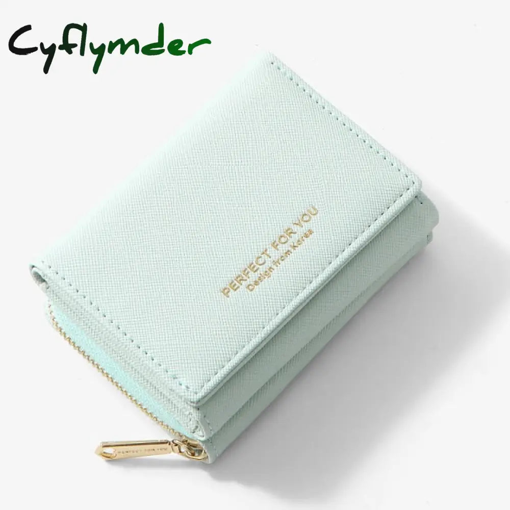 Cyflymber Trifold Women Wallet Slim Matte Leather Card Holder Coin Pocket Designer Female Small