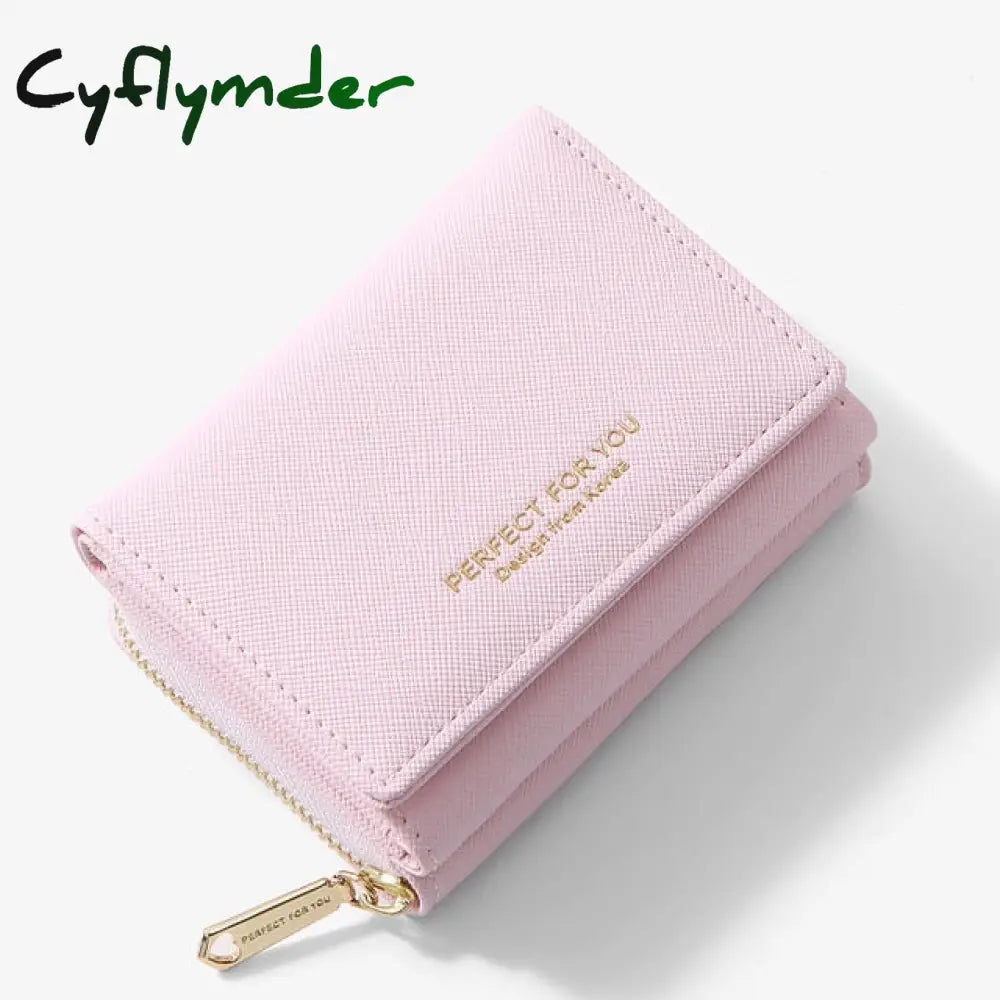 Cyflymber Trifold Women Wallet Slim Matte Leather Card Holder Coin Pocket Designer Female Small