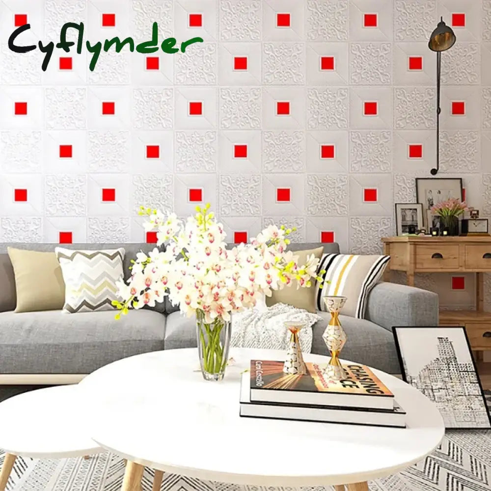 Cyflymder 1-10Pcs 3D Tile Brick Waterproof Wall Sticker Self-adhesive Foam Panel Wallpaper Bed Room Background Ceiling