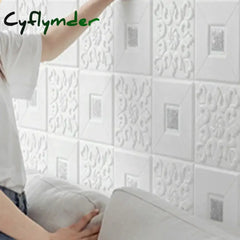 Cyflymder 1-10Pcs 3D Tile Brick Waterproof Wall Sticker Self-adhesive Foam Panel Wallpaper Bed Room Background Ceiling