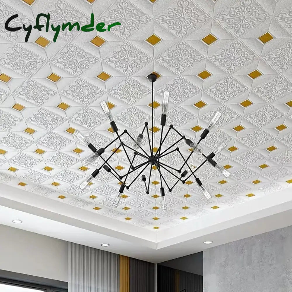 Cyflymder 1-10Pcs 3D Tile Brick Waterproof Wall Sticker Self-adhesive Foam Panel Wallpaper Bed Room Background Ceiling