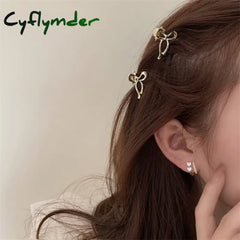 Cyflymder 1/2Pcs Princess Head Mini Small Bow Clip Metal Hair Accessories Broken Bangs Side Summer